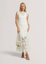 New Collection TED BAKER ZINHA CROCHET KNIT MIDI DRESS