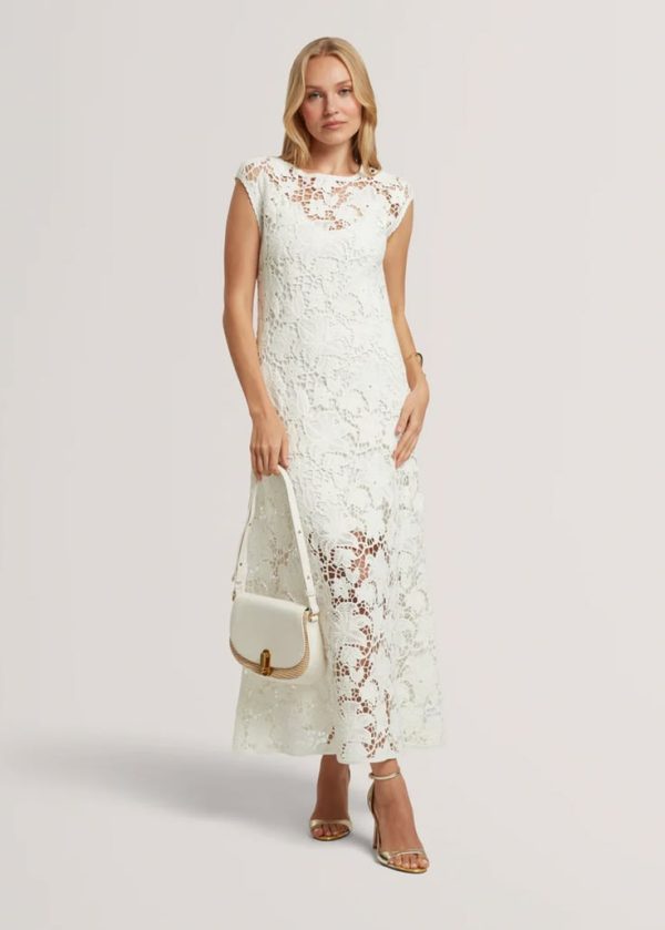 New Collection TED BAKER ZINHA CROCHET KNIT MIDI DRESS