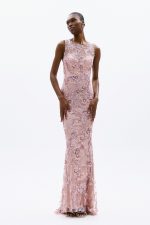Clothes ALLURE EVENING GLOW EMBROIDERED SHEER MAXI DRESS WITH FLORAL LACE DETAILS AND ELEGANT FITTED SILHOUETTE