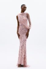 Clothes ALLURE EVENING GLOW EMBROIDERED SHEER MAXI DRESS WITH FLORAL LACE DETAILS AND ELEGANT FITTED SILHOUETTE