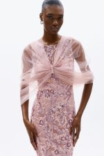 Clothes ALLURE EVENING GLOW EMBROIDERED SHEER MAXI DRESS WITH FLORAL LACE DETAILS AND ELEGANT FITTED SILHOUETTE