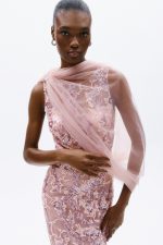 Clothes ALLURE EVENING GLOW EMBROIDERED SHEER MAXI DRESS WITH FLORAL LACE DETAILS AND ELEGANT FITTED SILHOUETTE