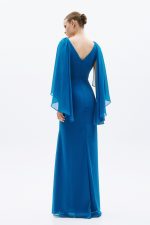 Clothes ALLURE EVENING MAXI DRESS WITH DEEP V-NECKLINE, DRAPED WAIST, STATEMENT EMBELLISHED DETAIL