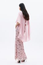 Clothes ALLURE EVENING GLOW ELEGANT EMBROIDERED MAXI DRESS WITH SHEER FLORAL DETAILS AND FLOWING CHIFFON CAPE SLEEVES
