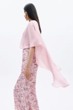 Clothes ALLURE EVENING GLOW ELEGANT EMBROIDERED MAXI DRESS WITH SHEER FLORAL DETAILS AND FLOWING CHIFFON CAPE SLEEVES