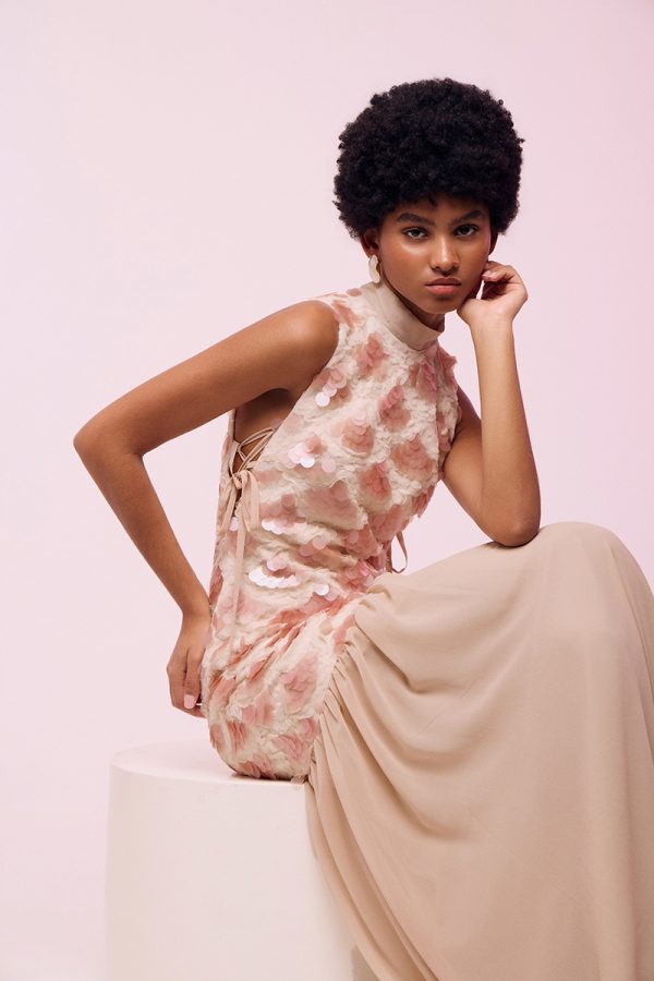 Clothes ΒΕ YOU  MIDI FLORAL SEQUIN TULLE DRESS