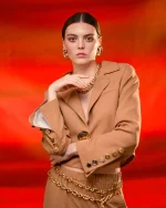 Clothing C.MANOLO CROP BLAZER WITH GOLD BUTTONS  AND GRACE TROUSERS