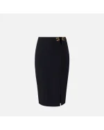 Clothes ELISABETTA FRANCHI SKIRT IN DOUBLE LAYER STRETCH CREPE FABRIC WITH LOGO DETAILS