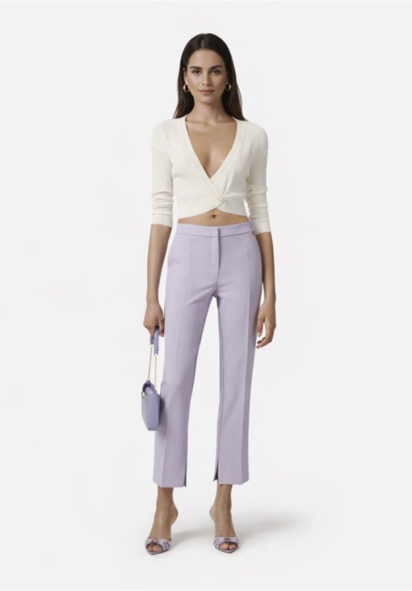 Clothes ELISABETTA FRANCHI TROUSERS IN LIGHTWEIGHT CREPE FABRIX WITH LOGO CHARM
