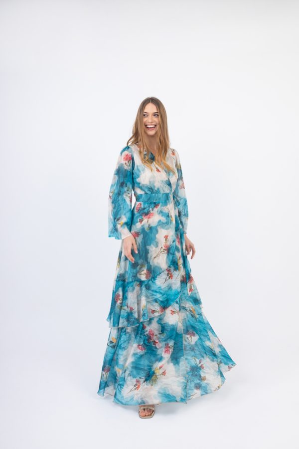 Clothes OPEN FASHION WOMEN’S FLORAL WRAP MAXI DRESS