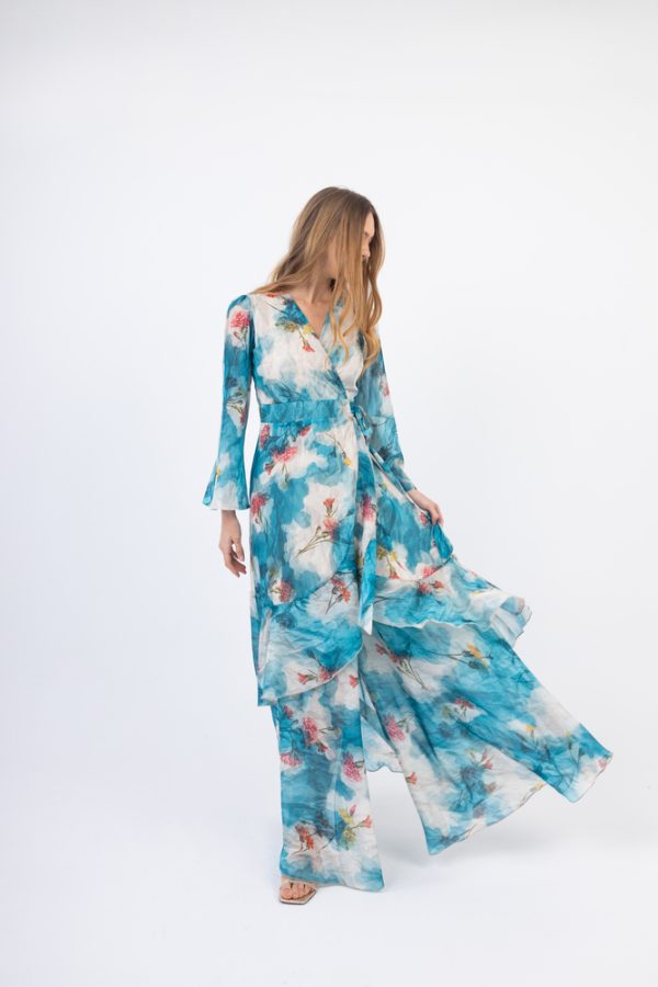 Clothes OPEN FASHION WOMEN’S FLORAL WRAP MAXI DRESS