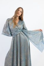 Clothing OPEN FASHION WOMEN’S MAXI DRESS WITH GOLD PATTERN AND FLOWY FIT