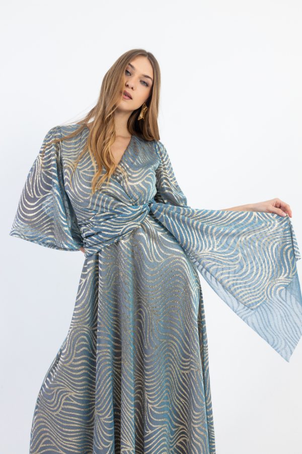 Clothes OPEN FASHION WOMEN’S MAXI DRESS WITH GOLD PATTERN AND FLOWY FIT