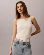 New Collection KALVIN KLEIN  SLIM CABLE KNIT TANK TOP