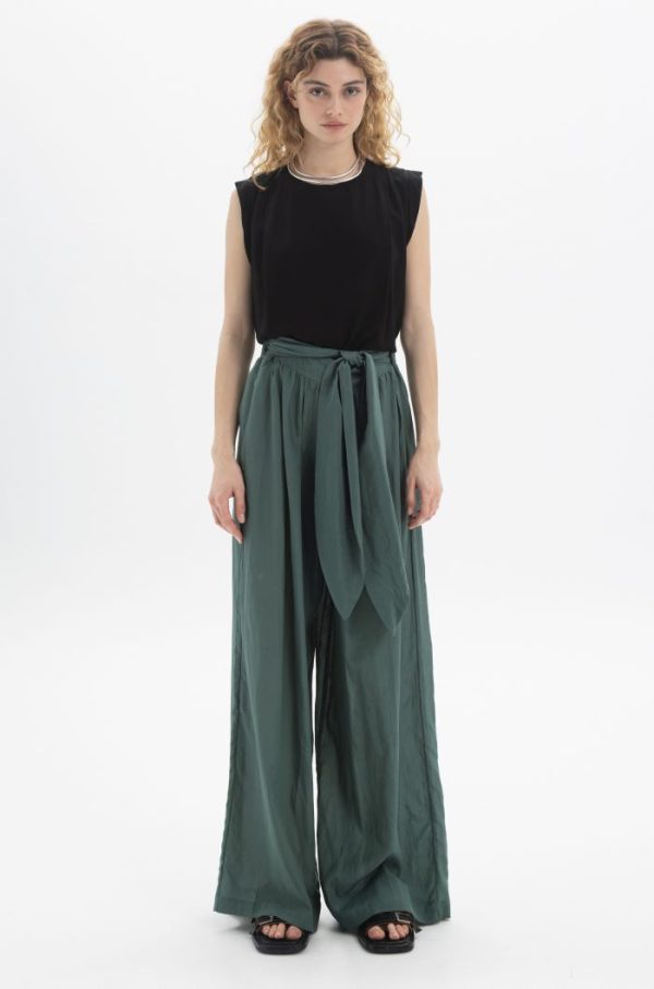 New Collection BLACK & BLACK WIDE LEG BELTED PANTS