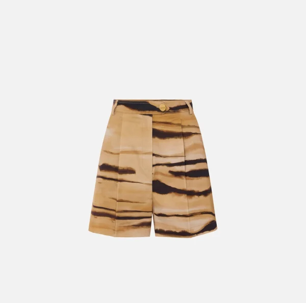 Clothes ELISABETTA FRANCHI DRILL SHORTS WITH TIGER PRINT