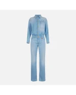 Clothing ELISABETTA FRANCHI DENIM JUMPSUIT WITH LETTERING DETAIL