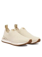 New Collection MICHAEL KORS NOVA SLIP-ON TRAINERS IN PALE GOLD METALLIC STRETCH MESH