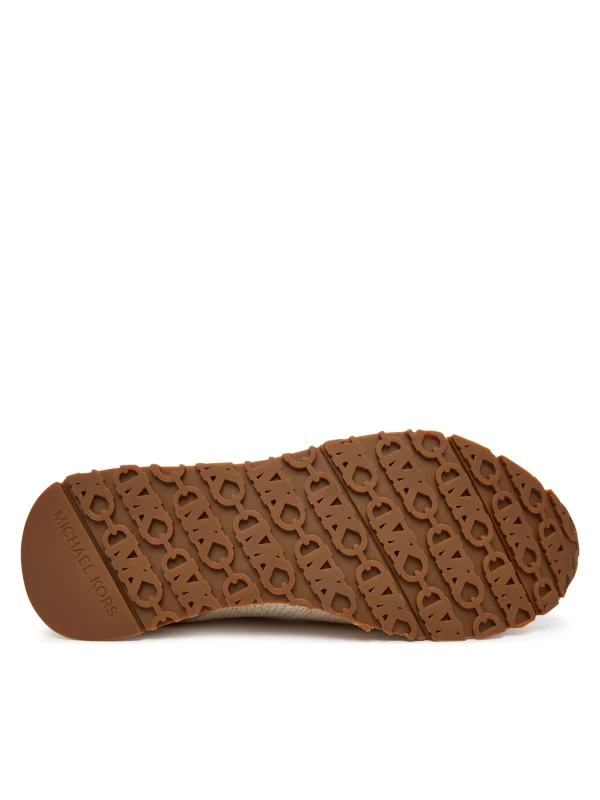 New Collection MICHAEL KORS NOVA SLIP-ON TRAINERS IN PALE GOLD METALLIC STRETCH MESH