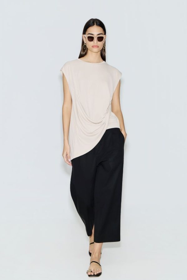 Clothes AVANT GARDE ASYMMETRIC DRAPED TOP WITH FLOW