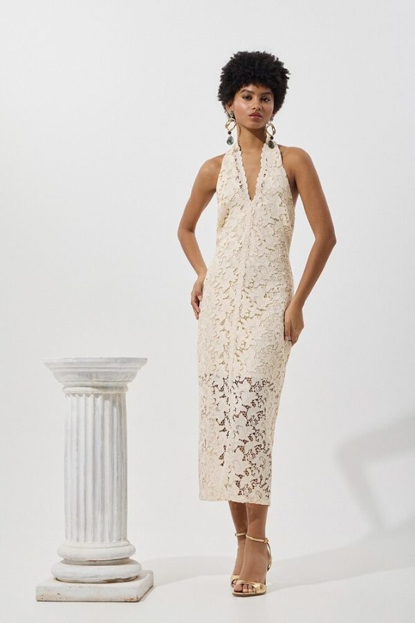 Clothes BE YOU MIDI LACE DRESS AZURE