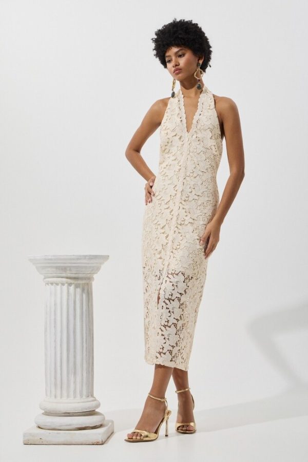 Clothes BE YOU MIDI LACE DRESS AZURE