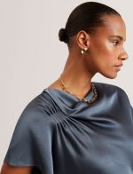 New Collection TED BAKER DASCHA DRAPED NECK BIAS MIDI DRESS