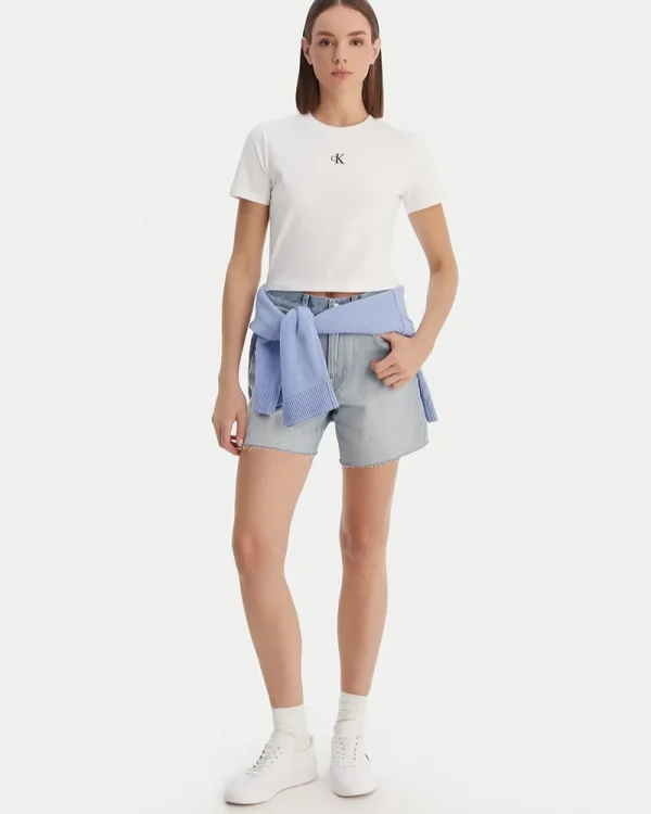 New Collection CALVIN KLEIN JEANS YAF T-SHIRT A-SS LOGO CROPPED TEE