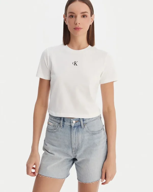 New Collection CALVIN KLEIN JEANS YAF T-SHIRT A-SS LOGO CROPPED TEE
