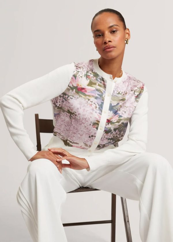New Collection TED BAKER SISILLA PRINTED WOVDEN FRONT CARDIGAN