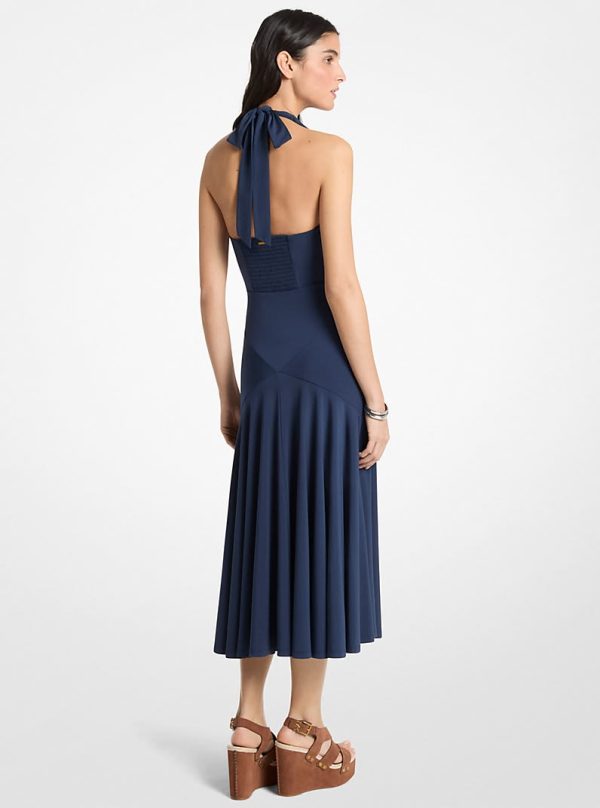 New collection MICHAEL KORS MATTE JERSEY HALTER MIDI DRESS