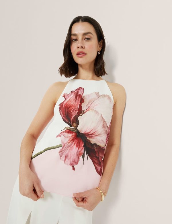 New Collection TED BAKER BROSA PRINTED HELTER NECK TOP