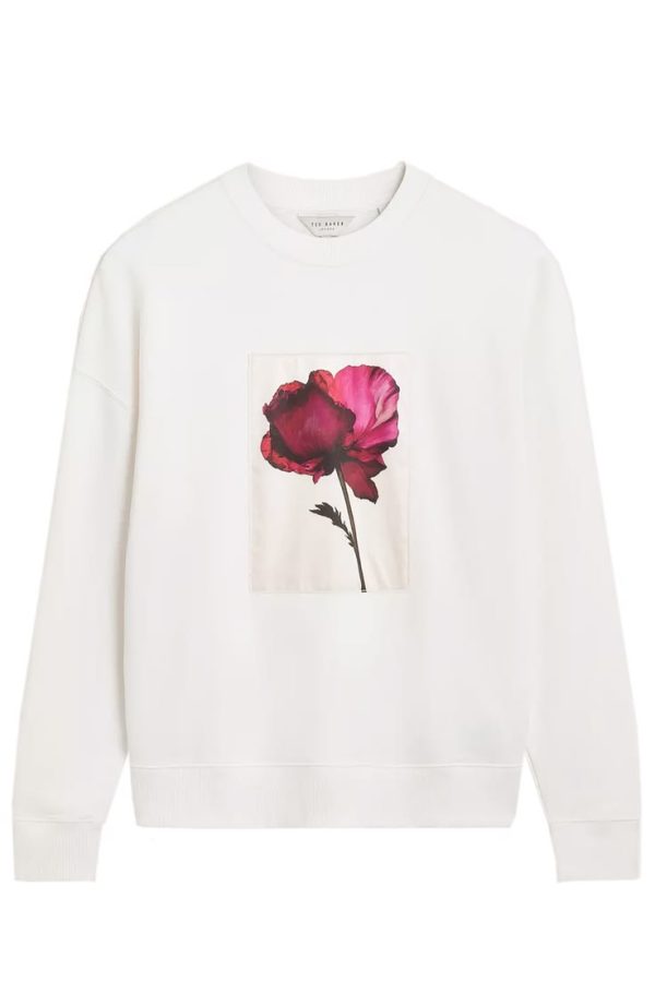 New Collection TED BAKER TONNIE FLORAL PATCH DETAIL SWEATSHIRT