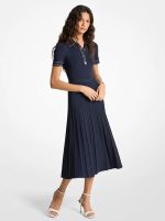 New Collection MICHAEL KORS STRETCH KNIT POLO MIDI DRESS