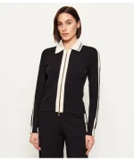 Clothing ELISABETTA FRANCHI KNIT FABRIC JACKET WITH SHINY VISCOSE BANDS