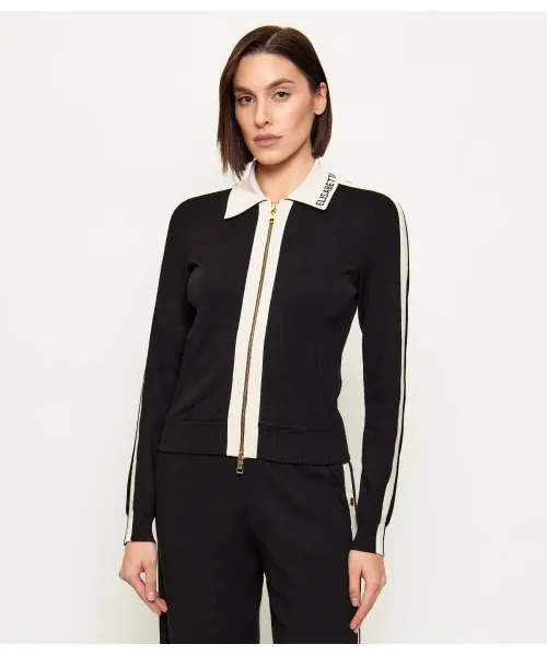 Clothes ELISABETTA FRANCHI KNIT FABRIC JACKET WITH SHINY VISCOSE BANDS