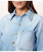 Clothing ELISABETTA FRANCHI DENIM JUMPSUIT WITH LETTERING DETAIL