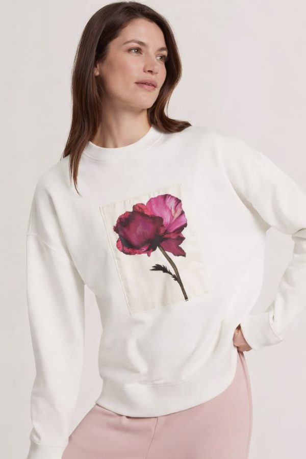New Collection TED BAKER TONNIE FLORAL PATCH DETAIL SWEATSHIRT