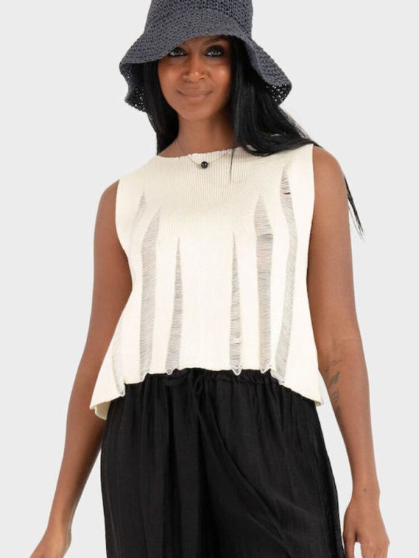 Clothes KOURBELA ”MAGIC SUNSETS” KNIT SLEEVELESS CROP TOP