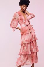 Clothes BE YOU FLORAL MIDI DRESS WITH RUFFLES