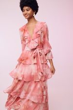 Clothes BE YOU FLORAL MIDI DRESS WITH RUFFLES