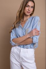 Clothes OPEN FASHION SHIRT-BLOUSE WITH GOLD PAISLEY PATTERN