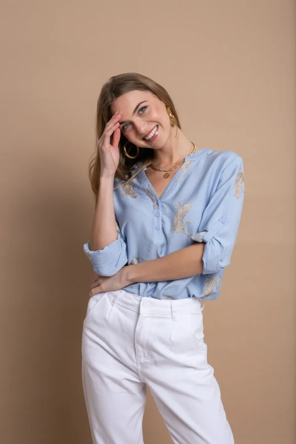 Clothes OPEN FASHION SHIRT-BLOUSE WITH GOLD PAISLEY PATTERN