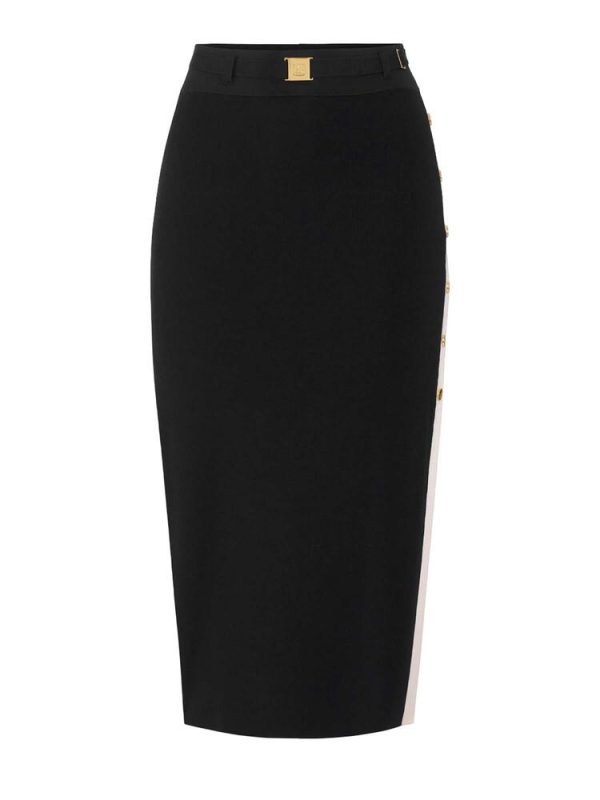 Clothes ELISABETTA FRANCHI SKIRT IN KNIT FABRIC WITH SHINY VISCOSE BANDS
