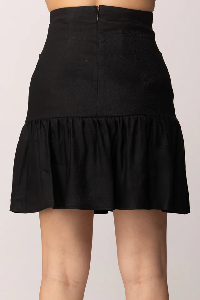 Clothing ELISABETTA FRANCHI LINEN BLEND SKIRT WITH JEWEL DETAILS