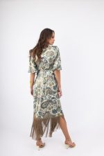 Clothes OPEN FASHION WOMEN’S PAISLEY PRINT MAXI WRAP DRESS WITH FRINGES & BOHEMIAN PATTERN