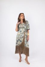 Clothes OPEN FASHION WOMEN’S PAISLEY PRINT MAXI WRAP DRESS WITH FRINGES & BOHEMIAN PATTERN