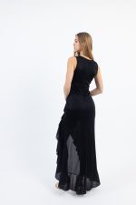 Clothing OPEN FASHION WOMEN’S SOLID MAXI DRESS WITH RUFFLES & GLITTER