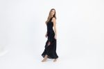 Clothing OPEN FASHION WOMEN’S SOLID MAXI DRESS WITH RUFFLES & GLITTER
