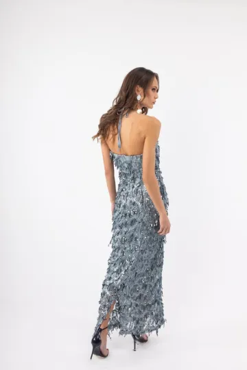 Clothes OPEN FASHION WOMEN’S  MAXI DRESS EMBELLISHED WITH SEQUINS & FRINGES